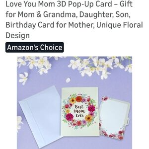 Love You Mom 3D Pop-Up Card - Floral Best Mom Ever (Cream)